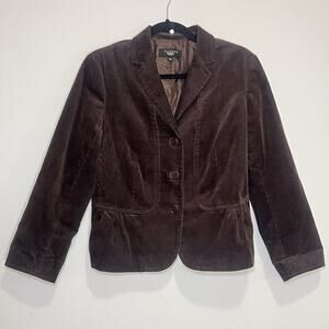 Talbot's Corduroy Blazer Petites Size 8P Chocolate Brown Cotton Blend Stretch